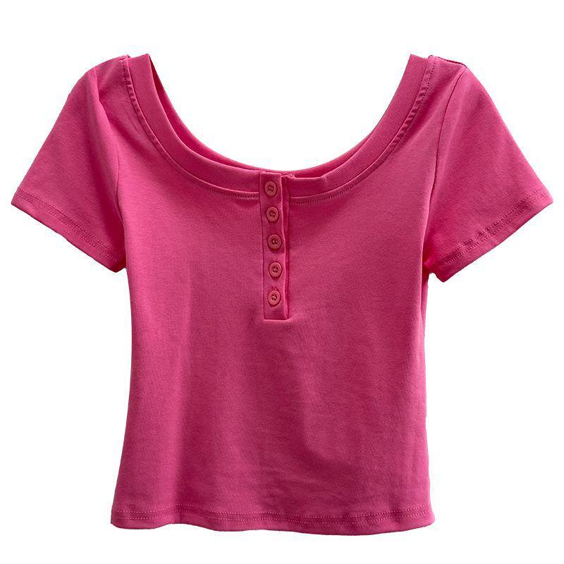 

Elegant Summer Women s Set: Age-Reducing Short-Sleeve T-Shirt & Flattering High-Waisted Denim Shorts S for 88-99 jin