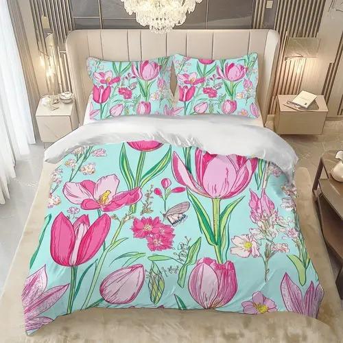 Comforter Pink Blue Cloud Pattern Queen King Size Starry Sky Bedding Set Girls Room Decoration Dream Garden 3 Pcs