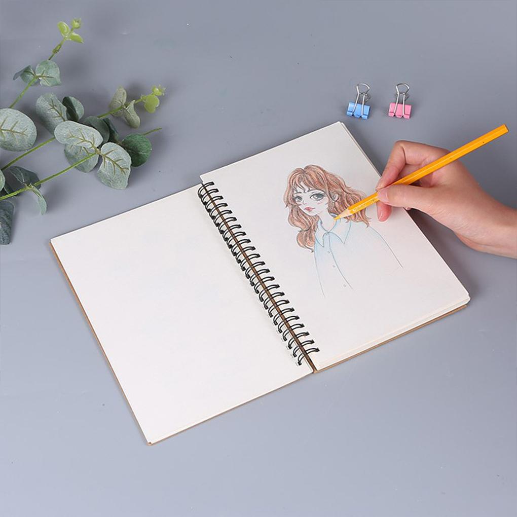 2pieces Double Spiral Office Stationery Supplies Kraft Coil Sketchbook Sketchbook Kraft Notebook