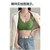 Women Wide Shoulder Seamless Wireless Vest Style Gathering Bra With Chest Pad
