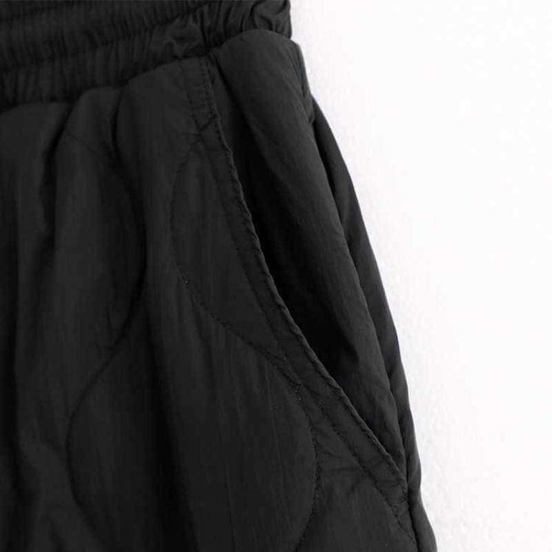 Tie Elastic Waist Diamond Lattice Embossed Line Cotton Pants Female Autumn and Winter New Literary Big Yards Loose Windproof Warm Wide-legged Pants