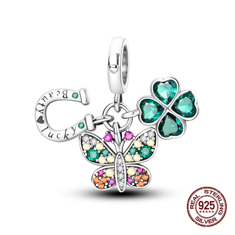 Compatible With 3MM Authentic Bracelets copper Colorful Dragonfly Flower Gem Butterfly Charm Bead Charms Bead Charms Fine Do It Yourself Jewellery Mak