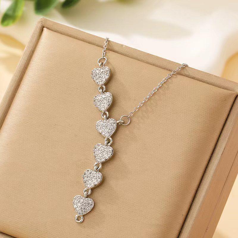 Women's Silver Titanium Steel Necklace with Micro-Inlaid Zircon - Elegant, Durable Clavicle Chain Jewelry