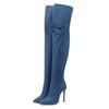 Winter Women Denim Over the Knee Boots Black Jeans High Thin Heel Pointed Toe Sexy Party Dress Lady Back Zipper Thigh High Boots