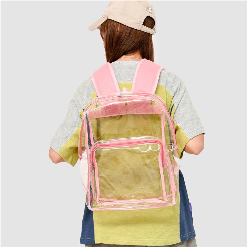 Schoolbag Transparent Backpack Women's 1011 New Waterproof Travel Backpack PVC Large Capacity Storage Junior High School Student Schoolbag