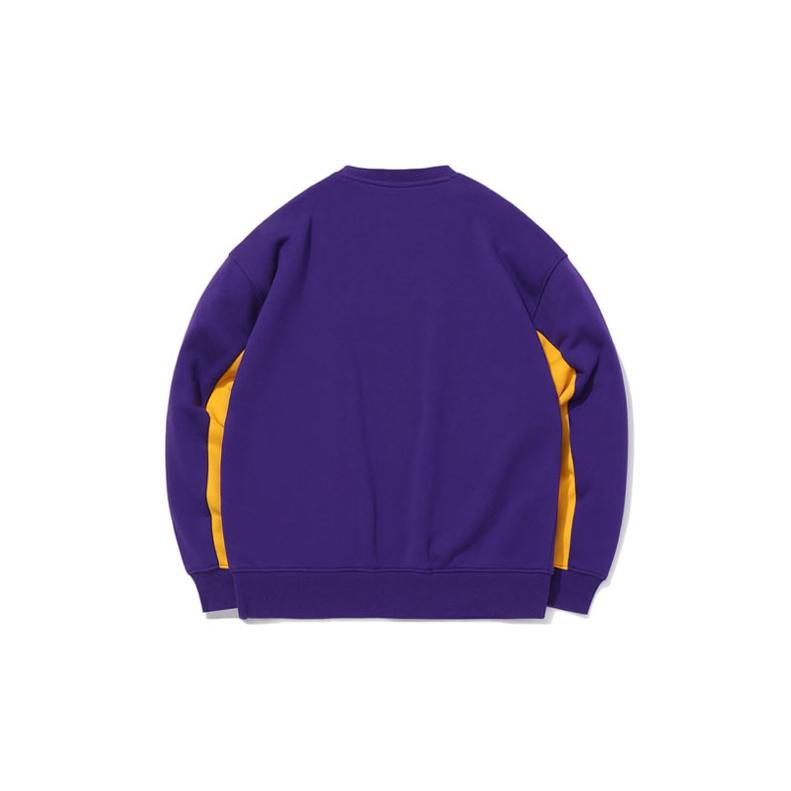 Li Ning Fleece Loose Fit Round Neck Pullover Sweatshirt Winter Couple Style Men sweatshirt Purple AWDQ654-4