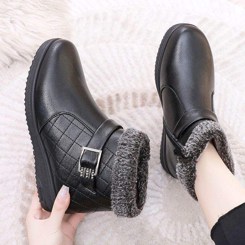 Shoes Women's 2025 New Cotton Shoes Women's Winter Velvet Thickened Snow Boots Wear-resistant Non-slip Thick-soled Middle-aged and Elderly Short Boots