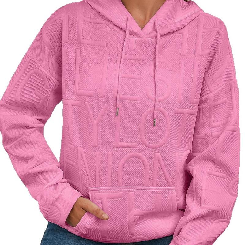 Damen S Lässig Einfarbig Buchstabendruck Pullover mit Kapuze Sweatshirt