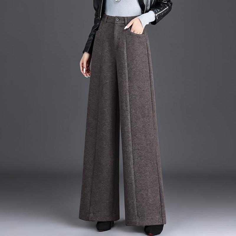 

Women s Wool Wide-Leg High-Waist Pants - 2025 Autumn/Winter, Slimming & Hip-Covering, Loose-Fit, Versatile Long Trousers L / 28 [105-115 lbs]