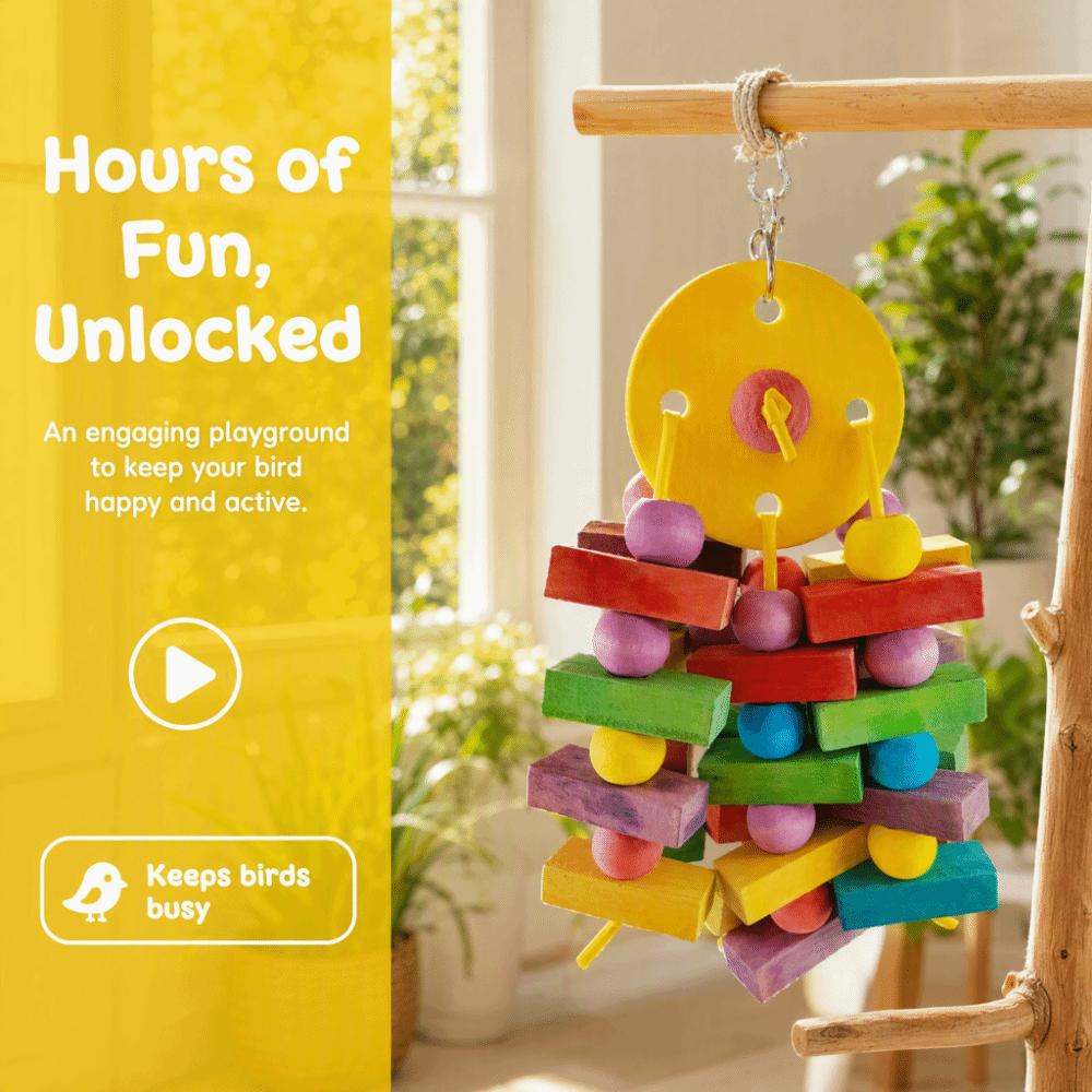 Chewable Material Parrot Swing Toy Wooden Blocks Tearing Toy Hanging Wooden Toy For Small Birds
