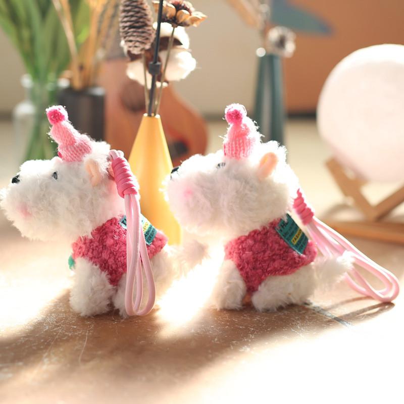 West Highland Dog Plush Toy Keychain Pp Cotton Stuffed Gift For Kids Girls