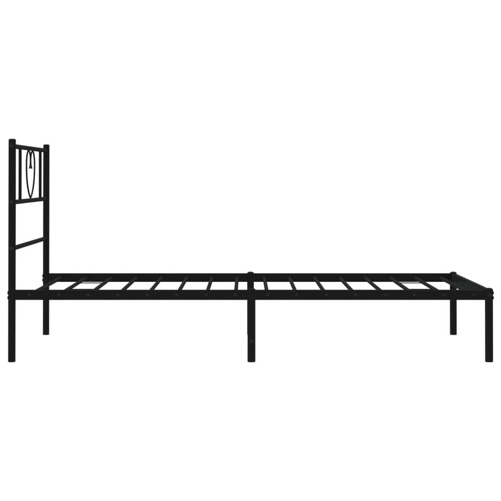 Vidaxl Metal Bed Frame with Headboard, Black, 80X200 Cm