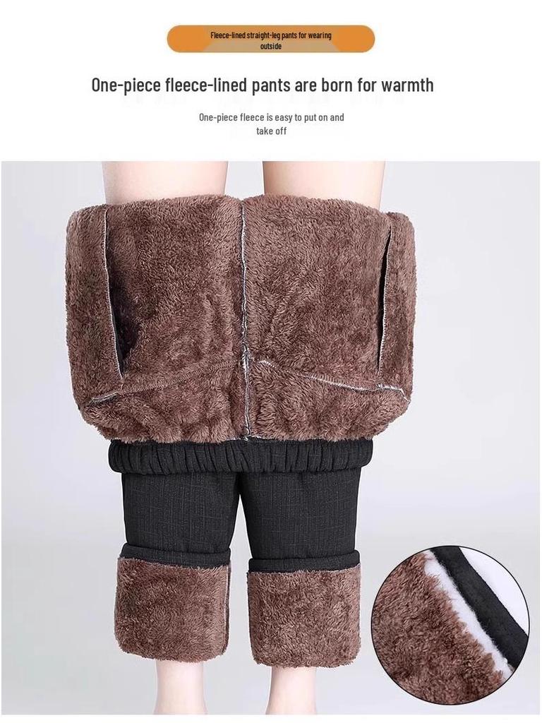 Women's Warm Winter Pants - Middle-Aged & Elderly, Thick Velvet & Lamb's Wool, Loose Fit, Cotton, Grandma Style