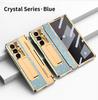 Shiny Rhinestone Bling Plated Bezel Hinged Glass Protective Film Case For Samsung Z Fold 7 Fold7 Galaxy Z Fold 6 5 4 Slim Cover
