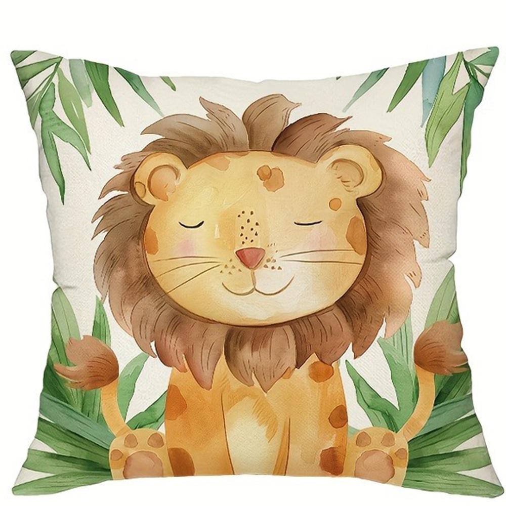 Jungle Animal Lion Zebra Monkey Tiger Pattern Printing Pillowcase Living Room Sofa Cushion Cover Bedroom Room Home Decoration
