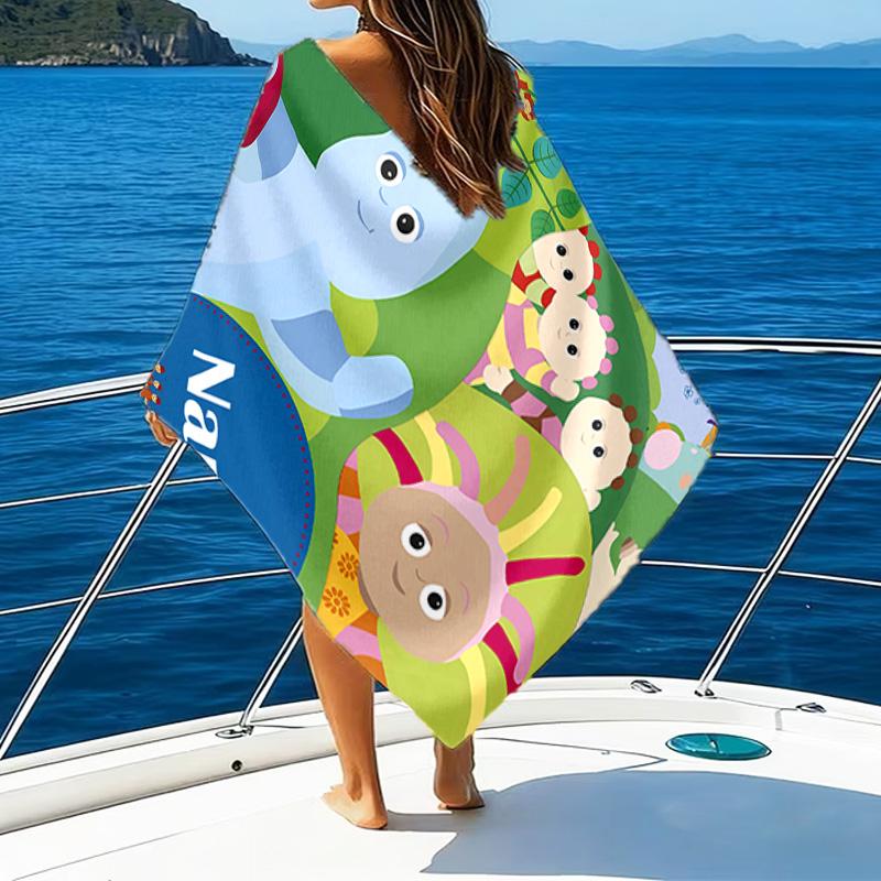 1pc In the Night Garden2 Beach Towel with Custom Name, Beach/Swimming/Bath/Picnic/Camping Towel, Suitable for Seaside Beaches