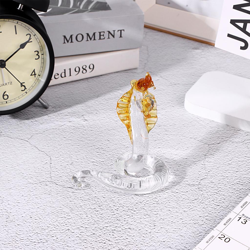 Crystal Snake Statue Hand Blown Glass Snake Figurines Chinese Snake Decoration For Home Lucky Feng Shui Decor 4.3 Inch