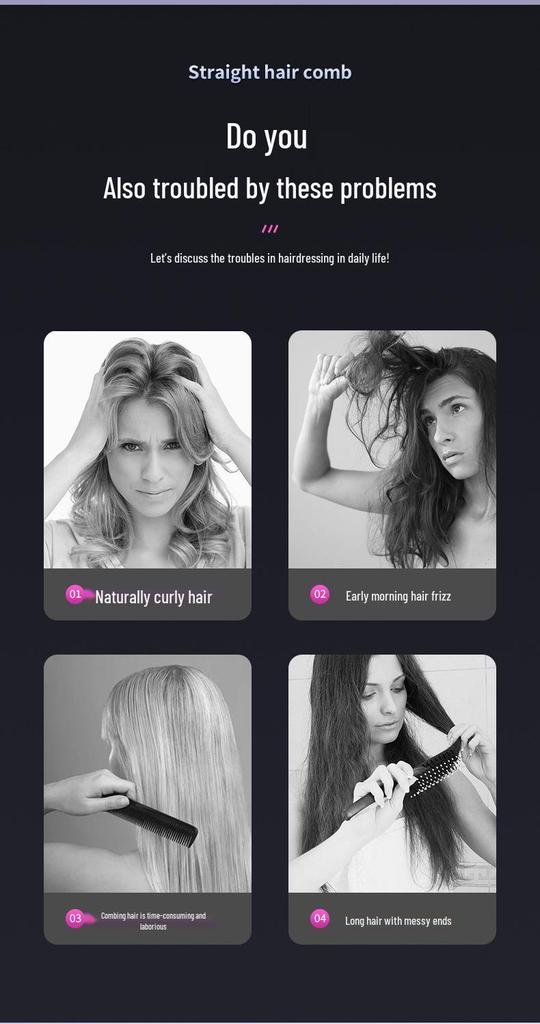 Portable Wireless Ionic Straightening & Curling Hair Comb