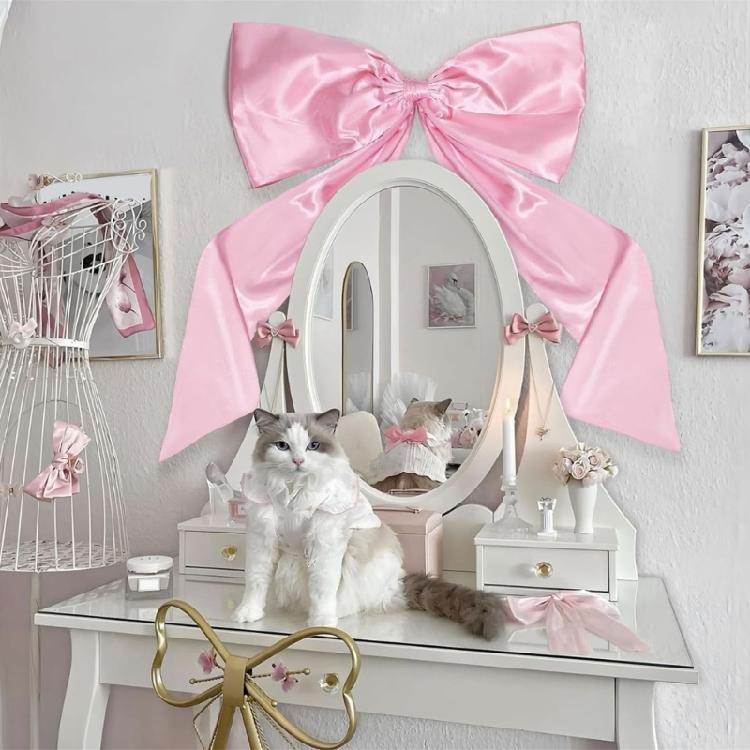 Large Decorative Bowknot Centerpieces Easy Hanging Design Ornament Soft Polyester Fabric Accessory For Indoor Outdoor