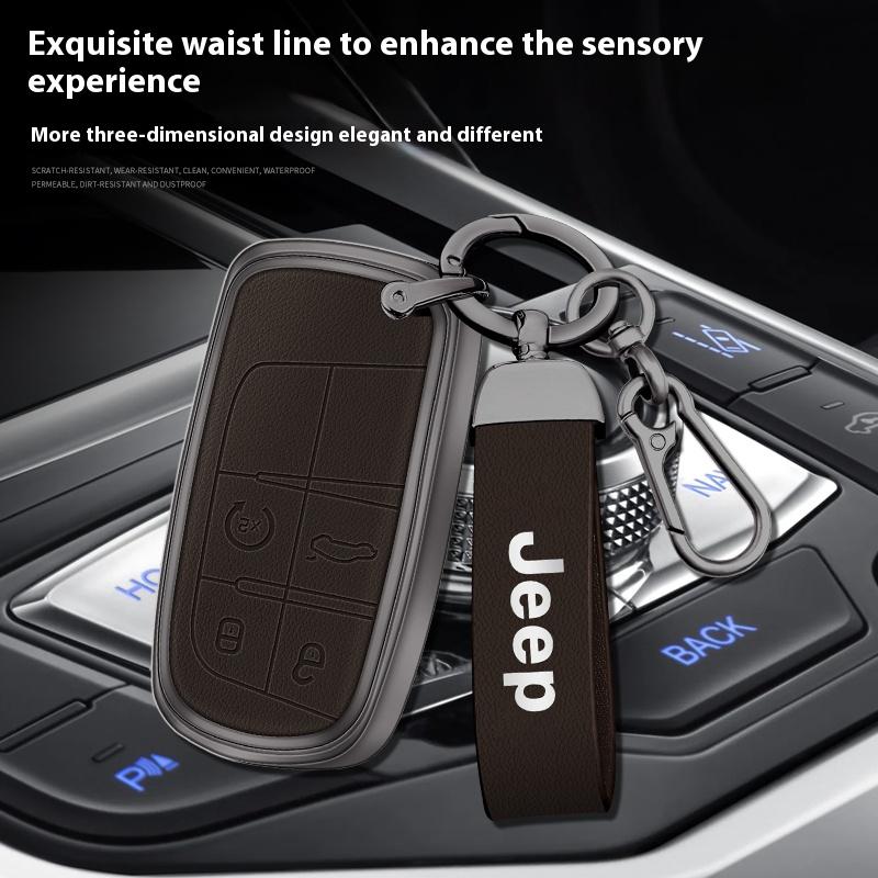 Car Alloy Key Case Key Bag Shell Key Chain Jeep Grand Cherokee Wrangler JK Renegade Patriot CommanIder Compass Gladiator Wagoneer