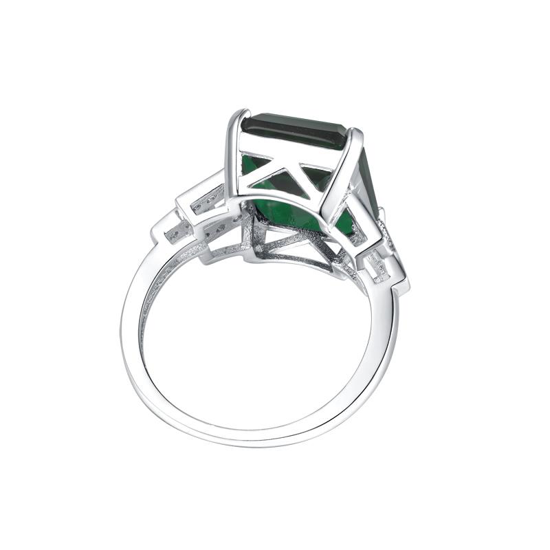 Emerald Gemstone Rings for Women Solid 925 Sterling Silver Ring Silver Wedding Engagement Band Romantic Fine Jewelry Gift