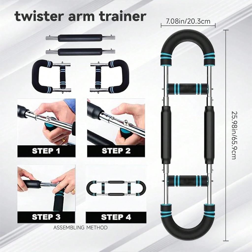Power Twister Arm Exerciser, 60-100lbs Adjustable Spring Workout Bar, Forearm Triceps Chest Enhancer, Home Fitness Kit