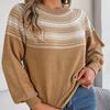 Herbst Winter Vintage Locker Langarm Oberteil Druck Farbe Strickjacke Strickware O-Ausschnitt Pullover