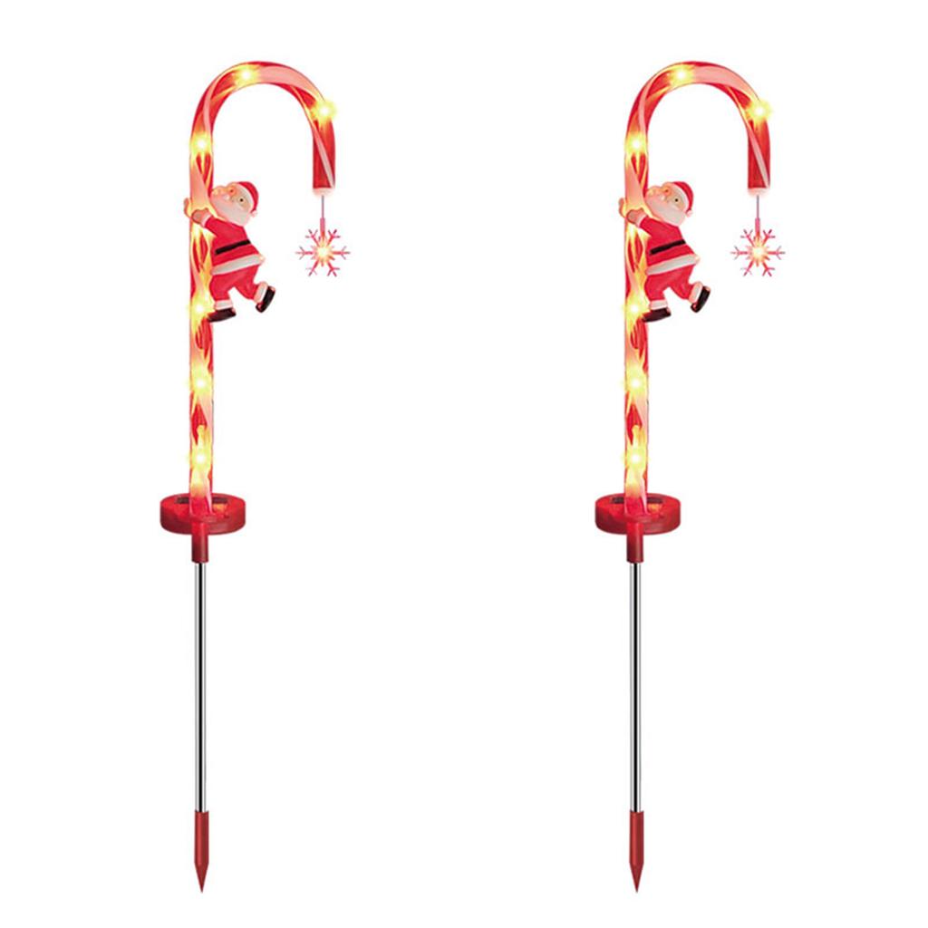 2pcs Xmas Cane Lights Solar Powered IP65 Water Proof LED Xmas Cane Pathway Markers Lights for Decoration