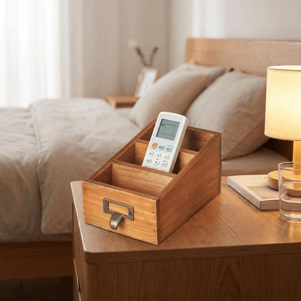 Vintage Style Desktop Storage Box Wooden Makeup Brush Holder Durable Desktop Stationery Box  Vanity