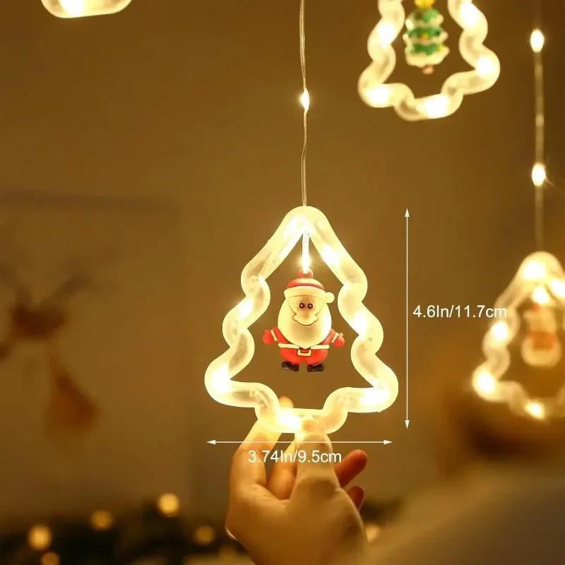 2026 Christmas Tree LED Curtain Lights for Window Decoration Party Background String Lights Holiday Home Decor Supplies