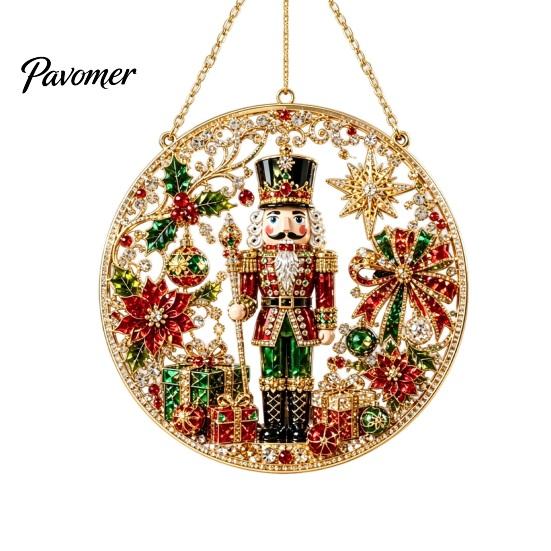 Indoor Christmas Party Decor Rhinestone Painting Suncatcher Kit, Round DIY Hanging Outdoor Festive for Tree Home, Craft Pendant Holiday Decorations