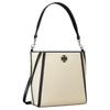 Tory Burch Mcgraw Magnetic Snap And Chain Buckle Canvas With Leather Trim Bucket Bag Women bags Natural Multicolor 158504-254
