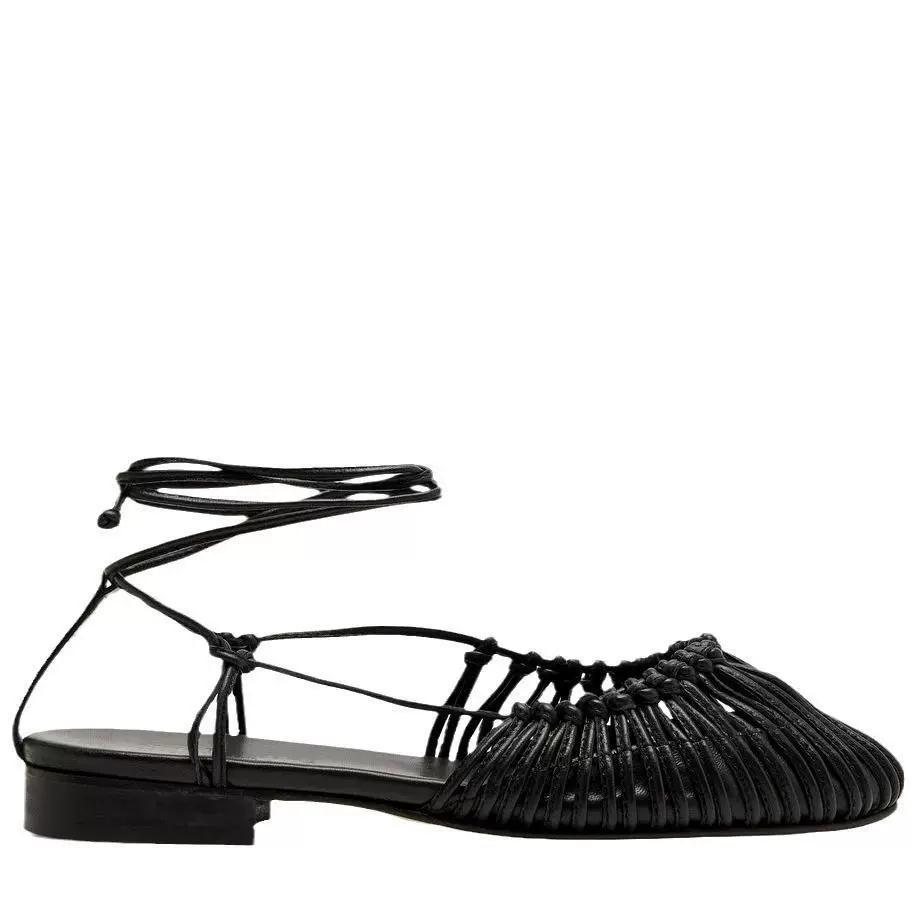 Fashion 2025 Summer Low Heels Roma Sandals Fashion Outdoor Woven Hollow Women Sandals Casual Lace-up Round Head sandalias de mujer