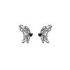 Black Zircon Hollow Butterfly Asymmetric Personality Creative Stud Earrings Fashion Metal Sweet Cool Temperament Stud Earrings