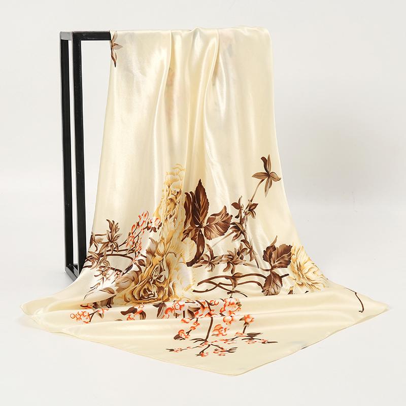 Women Silk Square Scarf Lady Bandana Head Wrap Shawl Satin Foulard Female Large Hijab Neckerchief Scarves Pashmina 2021 Headband