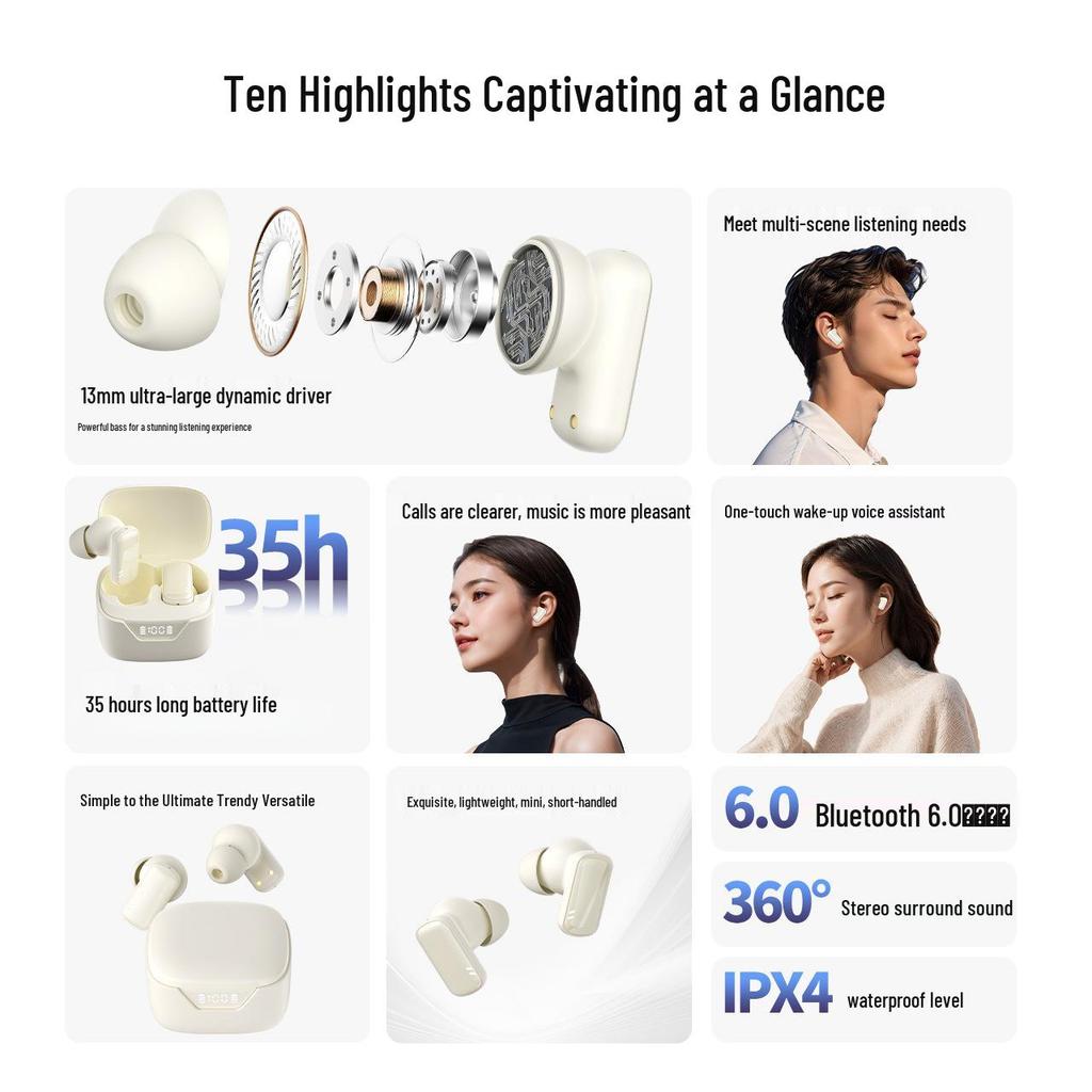 Compact Wireless Bluetooth Earbuds: Low Latency, Long Battery, Painless Fit - Ideal for Running & Music (Q92)