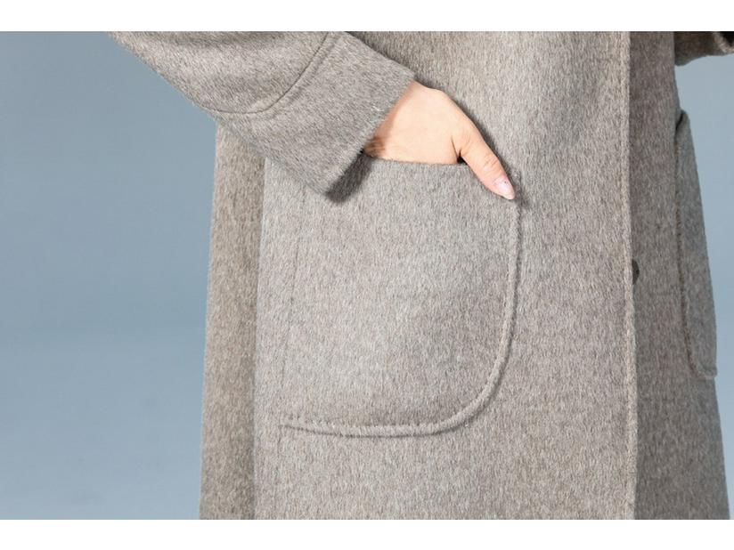 2025 New Autumn/Winter Double-Sided Cashmere Coat for Middle-Aged & Elderly Women - Mid-Length, High-End Wool Overcoat