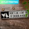 Vintage Chicken Metal Wall Decor 15.7x3.9in, Rustic Farmhouse Sign with Holes, Funny Poultry Plaque for Kitchen