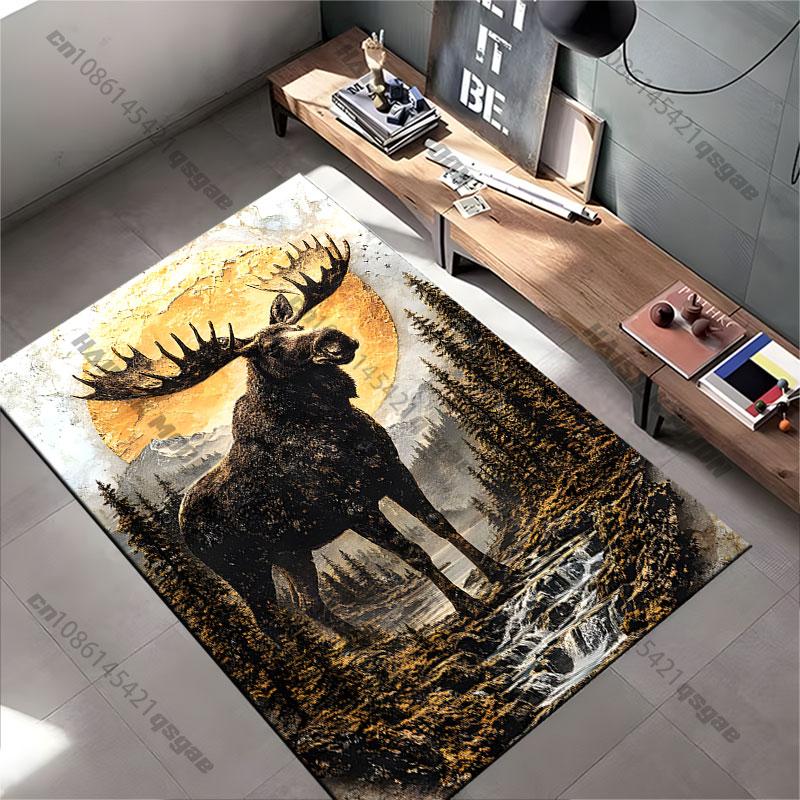 Majestic moose nature landscape carpet Yoga living room room decor children's crawling mat doormat area rug games mat