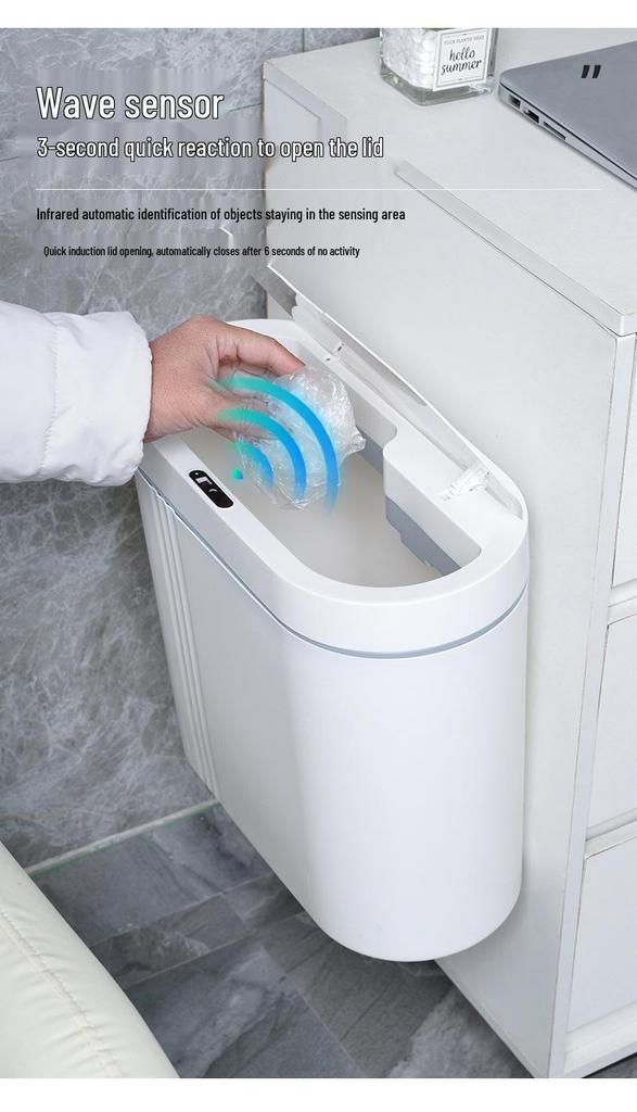 Smart Induction Trash Can: Automatic Lid for Kitchen & Bathroom