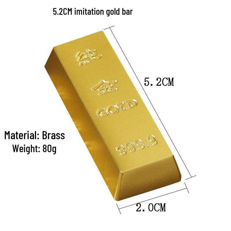 Brass Faux Gold Bar Yuanbao Copper Desk Ornament Fortune Paperweight Decoration Prop