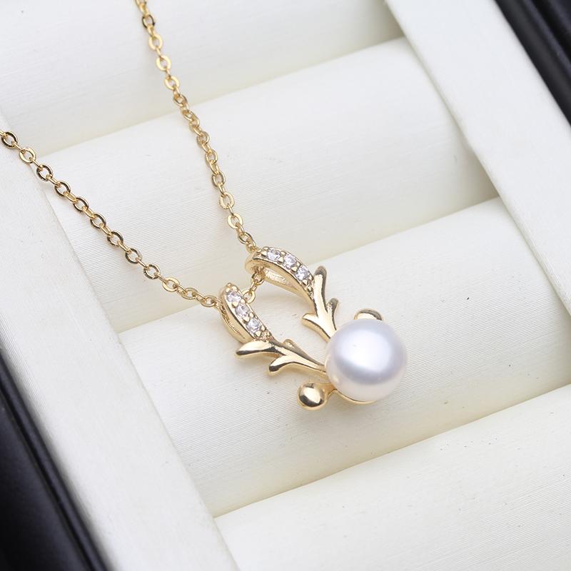 Real Original Freshwater Pearl Necklaces For Woman,Vintage Gold Plated Pearl Pendant Wife Mother Daughter Birthday Gift White
