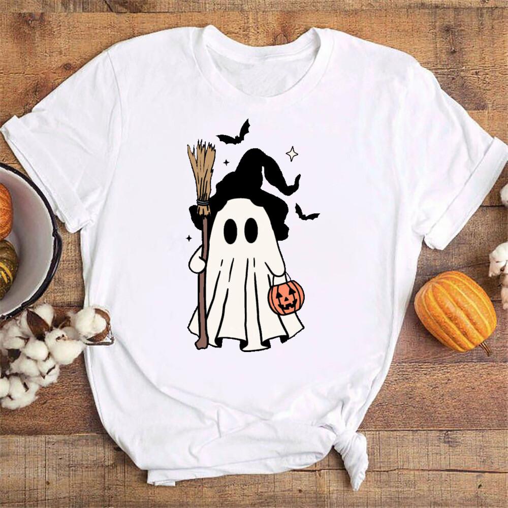Halloween Unisexs Shirt Cute Halloween Ghost Shirt Halloween Party ShirtUnisex Summer Round Neck Tee Shirt Femme TShirts
