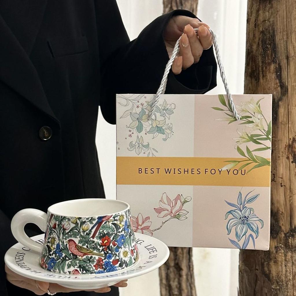 Morris Flower and Bird Riddle Coffee Cup Saucer Afternoon Tea Latte Milk Cup Birthday Gift Souvenir Gift Box Set