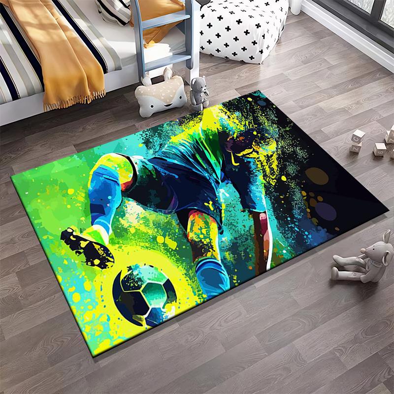 Colorful Soccer Player Printed Carpet for Kids' Room Decorative Mat Suitable for use as an anti-slip for living room bedroom sofas