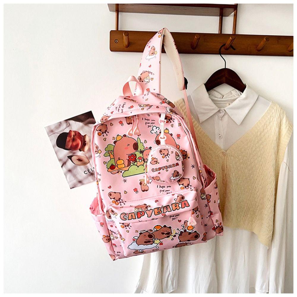 Waterproof Cartoon Animal School Bag Multi-Compartment Capybara Student Bag  Gifts