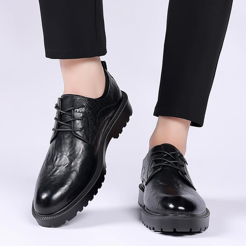 

Модные британские туфли на платформе из кожи для свадьбы для мужчин, дизайнерские деловые туфли на мягкой подошве, модные повседневные рабочие туфли для мужчин 38