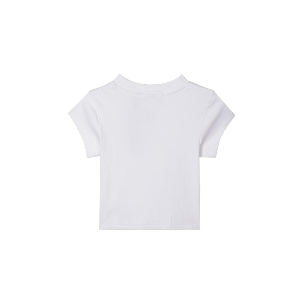 Calvin Klein Letter Logo Sweet And Spicy Slim Fit Short Sleeve T-Shirt Women T-Shirts White ZW02588-YAF