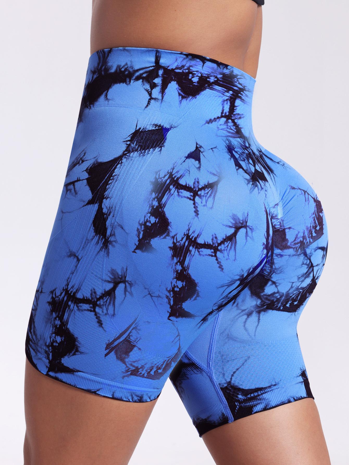 

Snow Fox Women s Tie-Dye High Waist Tummy Control Yoga Shorts - European & American Fitness Sportswear Medium