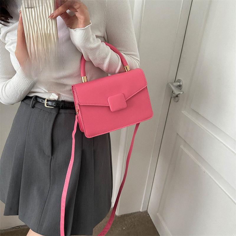 Elegant Pu Leather Small Square Bag Lock Clasp Trendy Handheld Tote For Women 2023